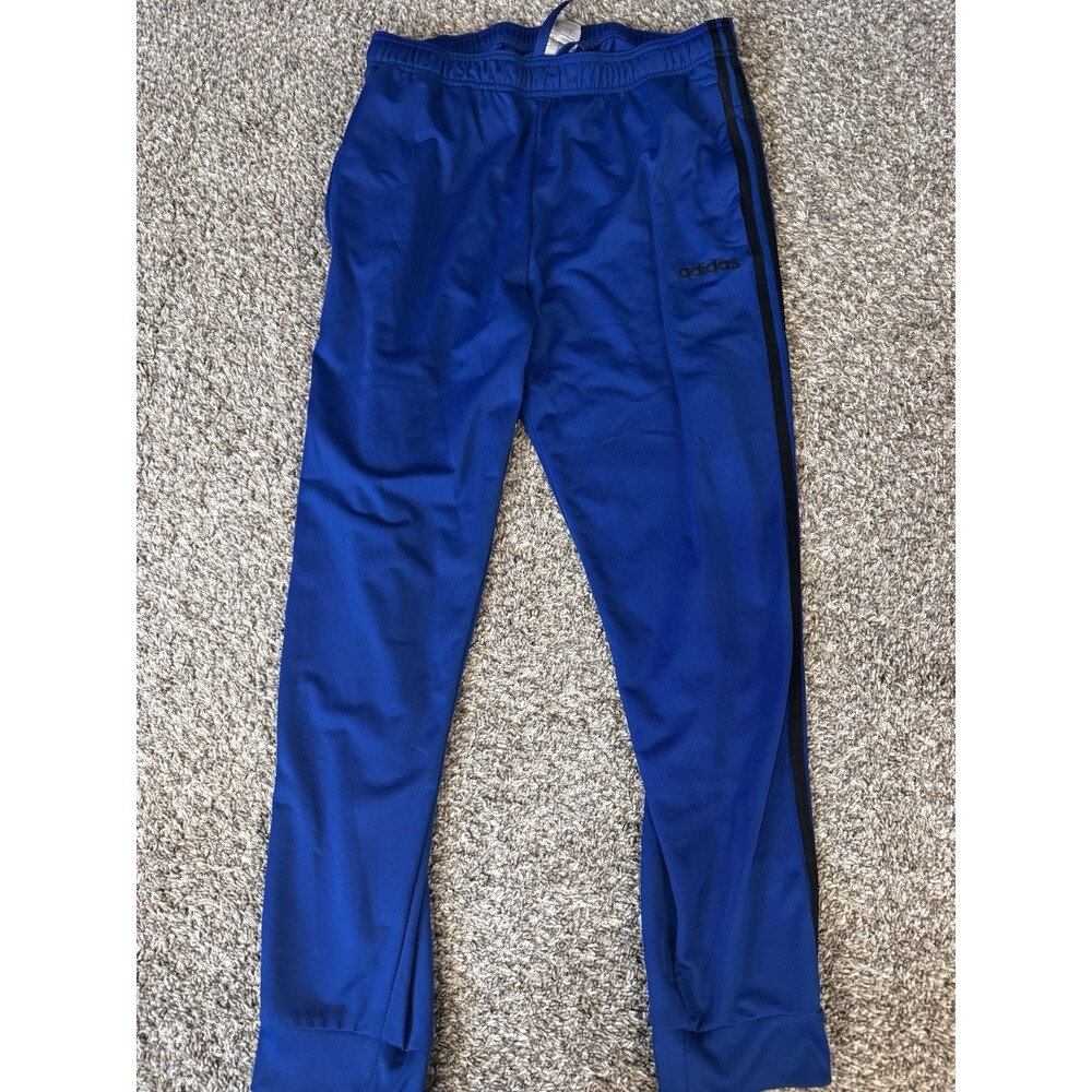 Adidas Essentials 3 Stripe Tricot Tapered Pants Mens XL Blue EB3986 Joggers